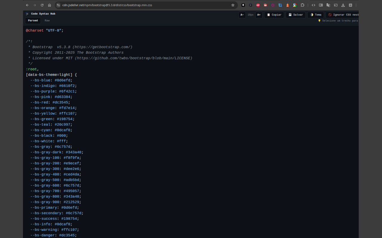 Code Syntax Hub formatando CSS