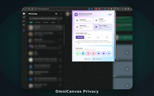 OmniCanvas Privacy aplicado no WhatsApp Web